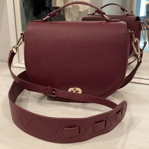 Draper James Leather Arounds Saddle Bag NWT - Burgundy